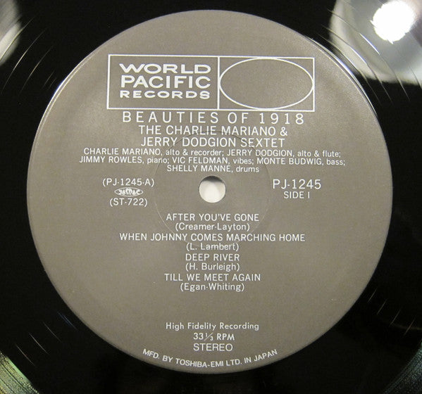 The Mariano-Dodgion Sextet - Beauties Of 1918 (Vinyl, LP, Album, Reissue) Very Good Plus (VG+) / Near Mint (NM or M-)