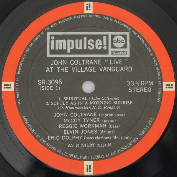 John Coltrane - "Live" At The Village Vanguard (Vinyl, LP, Album, Stereo) Very Good (VG) / Very Good Plus (VG+)