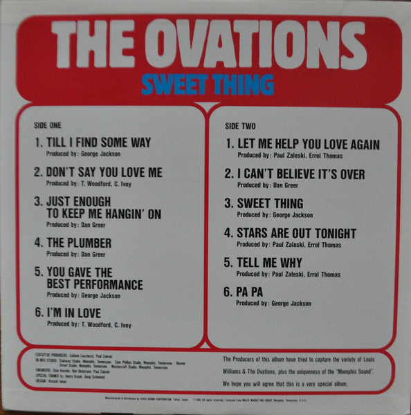 The Ovations - Sweet Thing (Vinyl, LP, Album) Very Good Plus (VG+) / Very Good (VG)