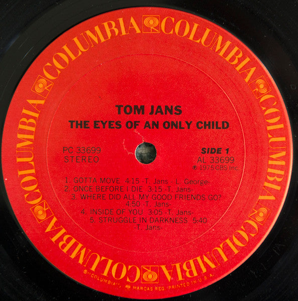 Tom Jans - The Eyes Of An Only Child (Vinyl, LP, Album, Stereo) Good Plus (G+) / Good Plus (G+)