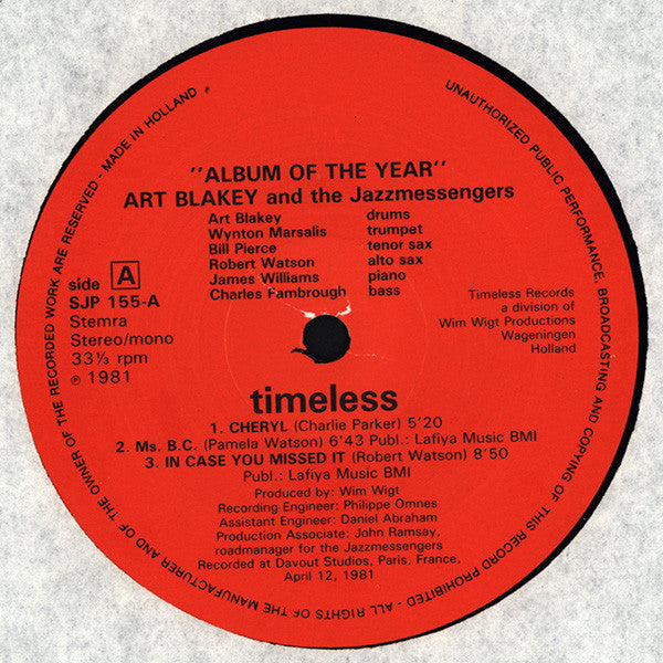 Art Blakey & The Jazz Messengers - Album Of The Year (Vinyl, LP, Album) Good Plus (G+) / Very Good (VG)
