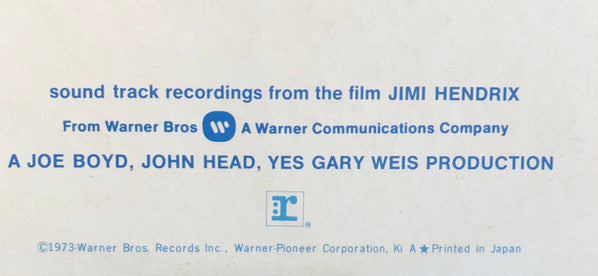 Jimi Hendrix - Sound Track Recordings From The Film "Jimi Hendrix" ...