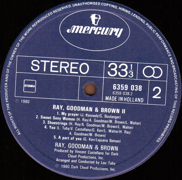 Ray, Goodman & Brown - Ray, Goodman & Brown II (Vinyl, LP, Album) Very Good Plus (VG+) / Very Good (VG)