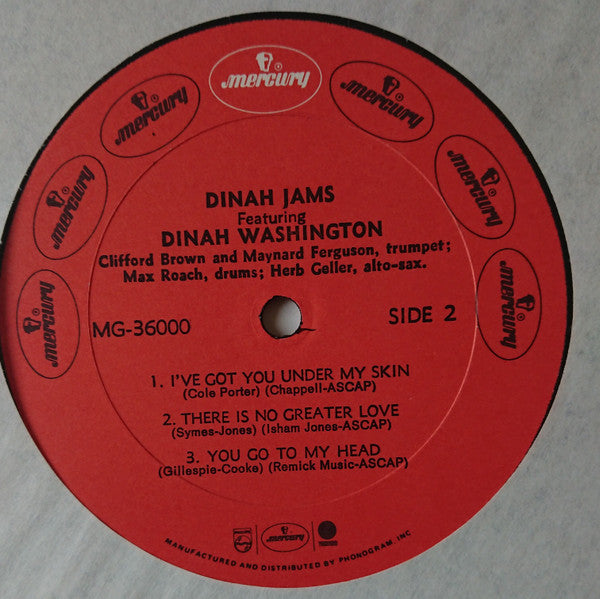 Dinah Washington - Dinah Jams (Vinyl, LP, Album, Reissue, Mono)