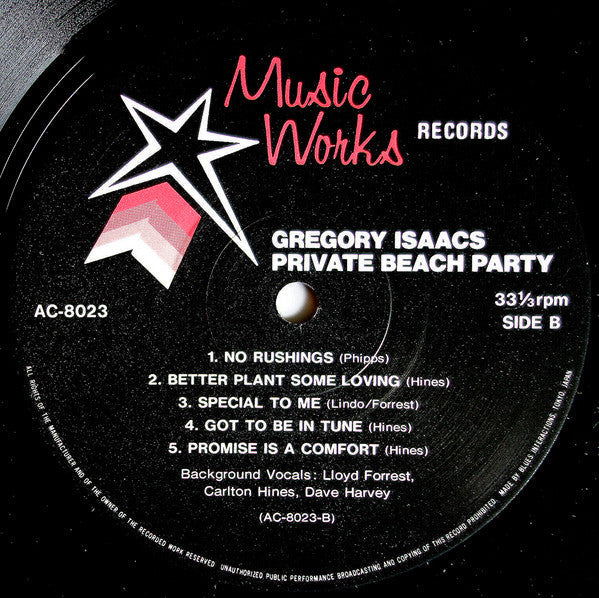 Gregory Isaacs - Private Beach Party (Vinyl, LP, Album) Very Good (VG) / Very Good (VG)