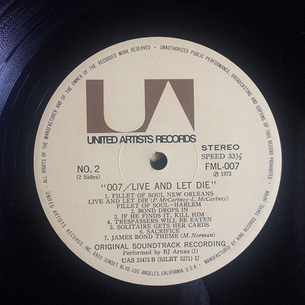 Various - 007／死ぬのは奴らだ = Live And Let Die (Original Motion Picture Soundtrack) (Vinyl, LP, Album) Very Good Plus (VG+) / Very Good (VG)