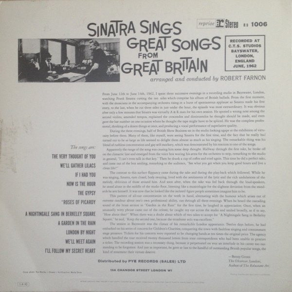 Frank Sinatra - Sinatra Sings Great Songs From Great Britain (Vinyl, LP, Album, Reissue, Stereo) Near Mint (NM or M-) / Near Mint (NM or M-)
