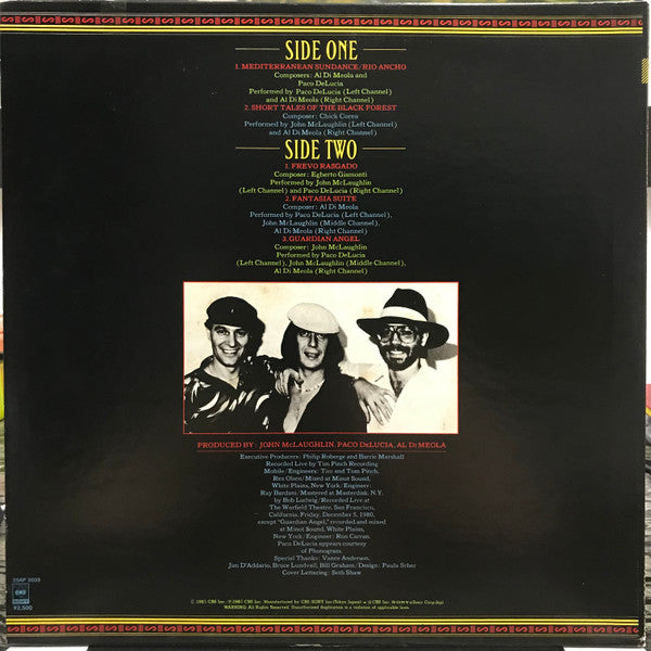 Al Di Meola - Friday Night In San Francisco (Vinyl, LP, Album) Very Good Plus (VG+) / Very Good Plus (VG+)