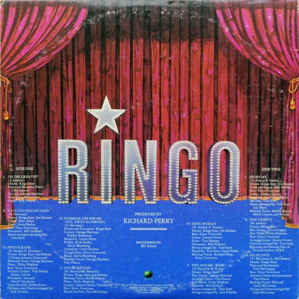 Ringo Starr - Ringo (Vinyl, LP, Album, Repress, Stereo) Very Good (VG) / Very Good (VG)
