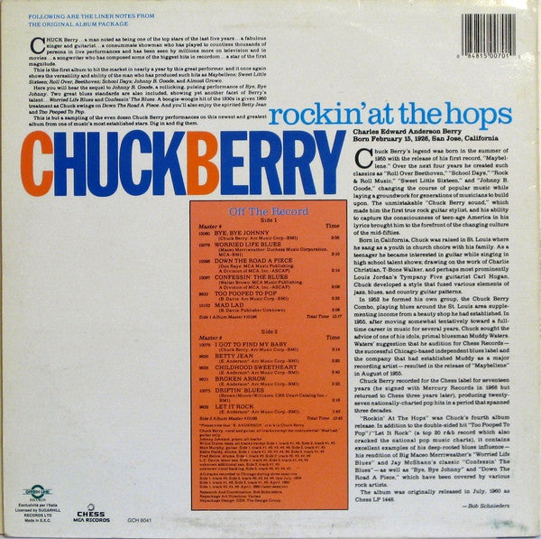 Chuck Berry - Rockin' At The Hops (Vinyl, LP, Album, Reissue) Very Good (VG) / Very Good (VG)