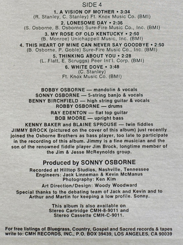 The Osborne Brothers - The Osborne Brothers' Bluegrass Collection (2xVinyl, LP, Album, Stereo) Very Good Plus (VG+) / Good Plus (G+)