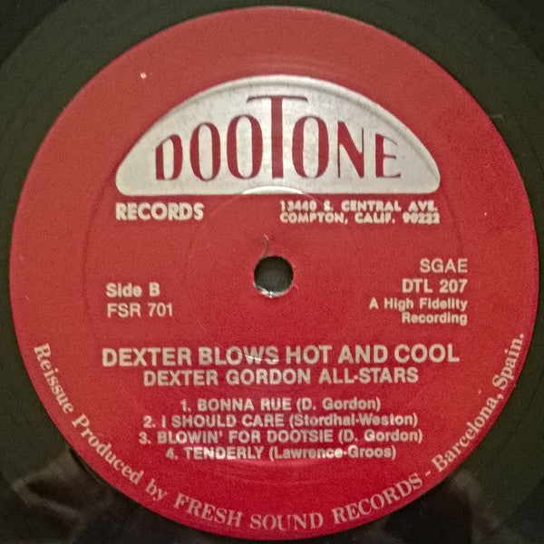 Dexter Gordon - Dexter Blows Hot And Cool (Vinyl, LP, Album, Reissue) Very Good Plus (VG+) / Very Good Plus (VG+)