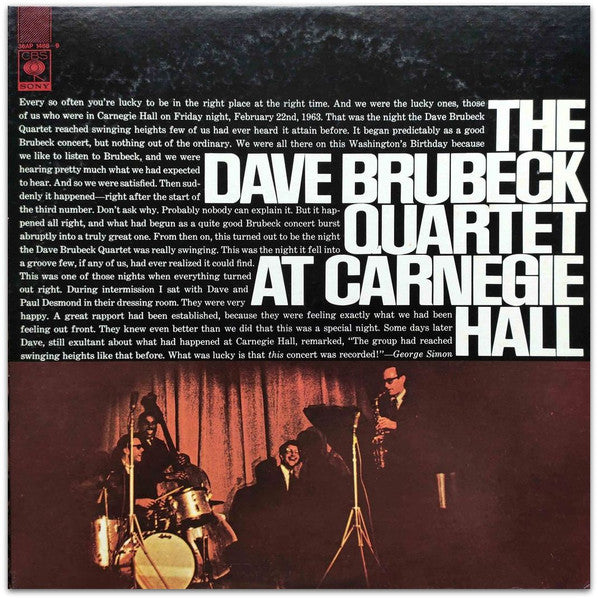 The Dave Brubeck Quartet - At Carnegie Hall (2xVinyl, LP, Album, Stereo, Reissue) Very Good Plus (VG+) / Very Good Plus (VG+)