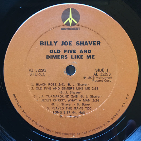 Billy Joe Shaver - Old Five And Dimers Like Me (Vinyl, LP, Album, Stereo) Very Good (VG) / Very Good (VG)
