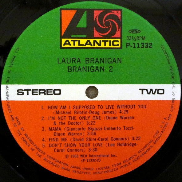 Laura Branigan - Branigan 2 = 哀しみのソリテアー (Vinyl, LP, Album, Stereo) Very Good Plus (VG+) / Very Good (VG)