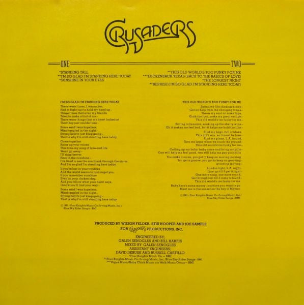 The Crusaders - Standing Tall (Vinyl, LP, Album) Very Good (VG) / Very Good Plus (VG+)