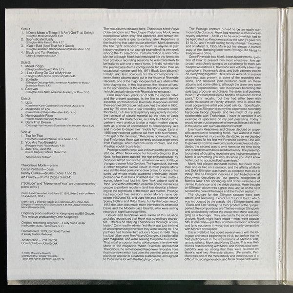 Thelonious Monk - The Riverside Trios (2xVinyl, LP, Compilation) Good Plus (G+) / Good Plus (G+)