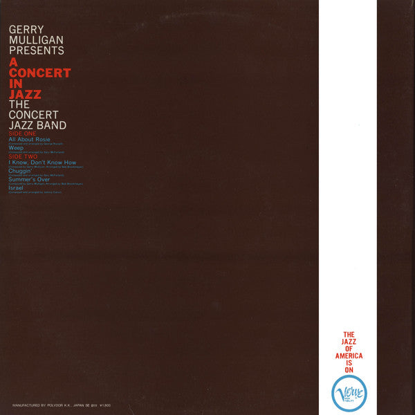 Gerry Mulligan & The Concert Jazz Band - Gerry Mulligan Presents A Concert In Jazz (Vinyl, LP, Album, Limited Edition, Reissue, Stereo) Near Mint (NM or M-) / Very Good Plus (VG+)