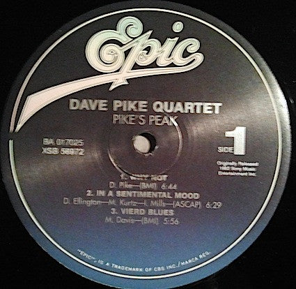 Dave Pike Quartet - Pike's Peak (Vinyl, LP, Album, Reissue) Very Good (VG) / Very Good Plus (VG+)