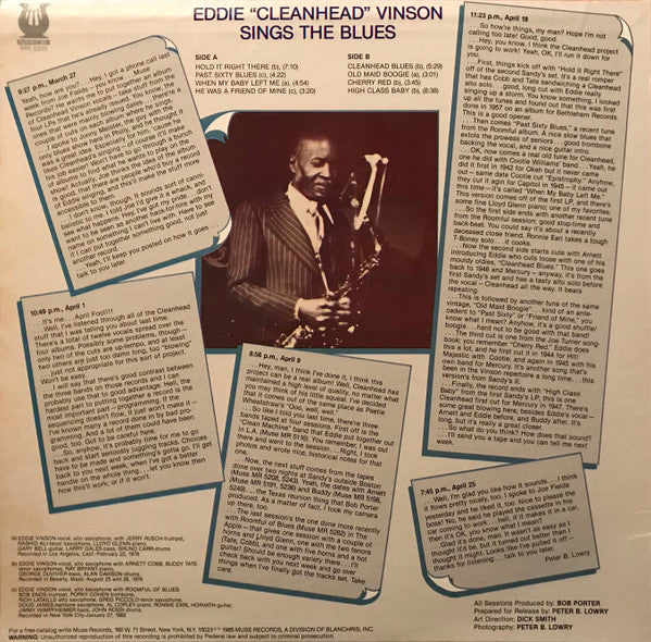 Eddie "Cleanhead" Vinson - Eddie "Cleanhead" Vinson Sings The Blues (Vinyl, LP, Compilation) Very Good Plus (VG+) / Very Good Plus (VG+)