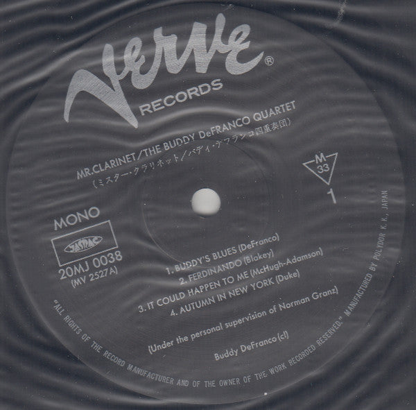 Buddy DeFranco Quartet - Mr. Clarinet (Vinyl, LP, Album, Reissue, Mono) Very Good (VG) / Very Good (VG)