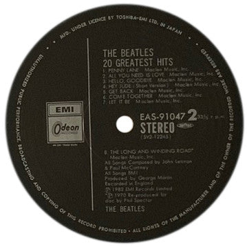The Beatles - 20 Greatest Hits (Vinyl, LP, Compilation) Very Good Plus (VG+) / Very Good Plus (VG+)