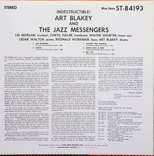 Art Blakey & The Jazz Messengers - Indestructible (Vinyl, LP, Album, Reissue, Stereo) Near Mint (NM or M-) / Near Mint (NM or M-)