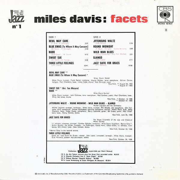 Miles Davis - Facets (Vinyl, LP, Compilation, Mono) Very Good Plus (VG+) / Very Good Plus (VG+)