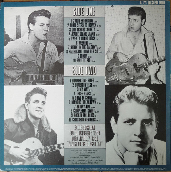 Eddie Cochran - The Eddie Cochran Singles Album (Vinyl, LP, Compilation, Mono) Very Good (VG) / Good Plus (G+)