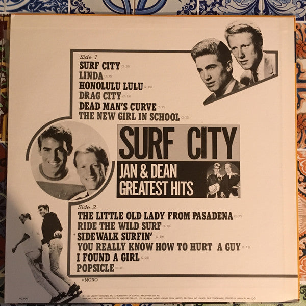 Jan & Dean - Surf City Greatest Hits (Vinyl, LP, Compilation) Very Good Plus (VG+) / Very Good (VG)