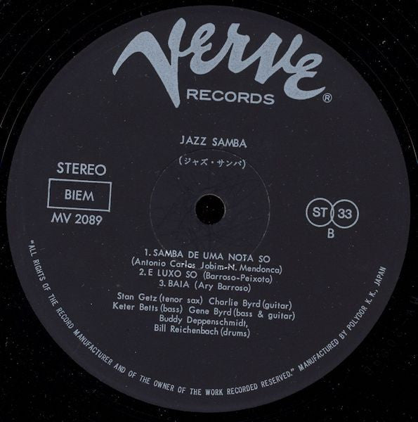 Stan Getz - Jazz Samba (Vinyl, LP, Album, Reissue, Stereo)