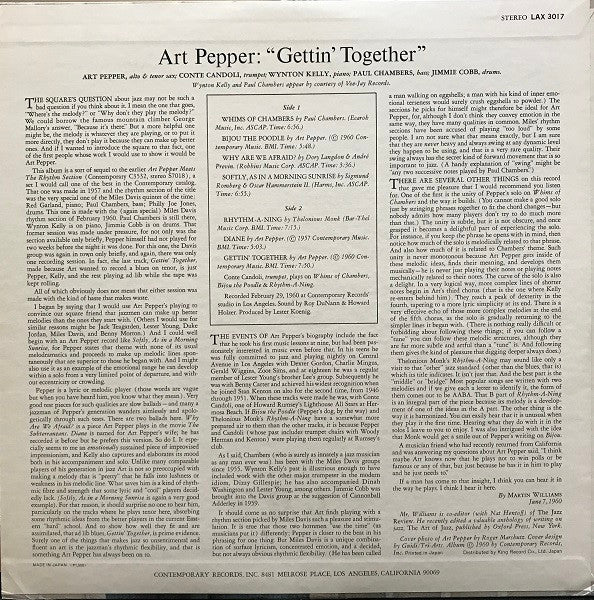 Art Pepper - Gettin' Together! (Vinyl, LP, Album, Limited Edition, ...