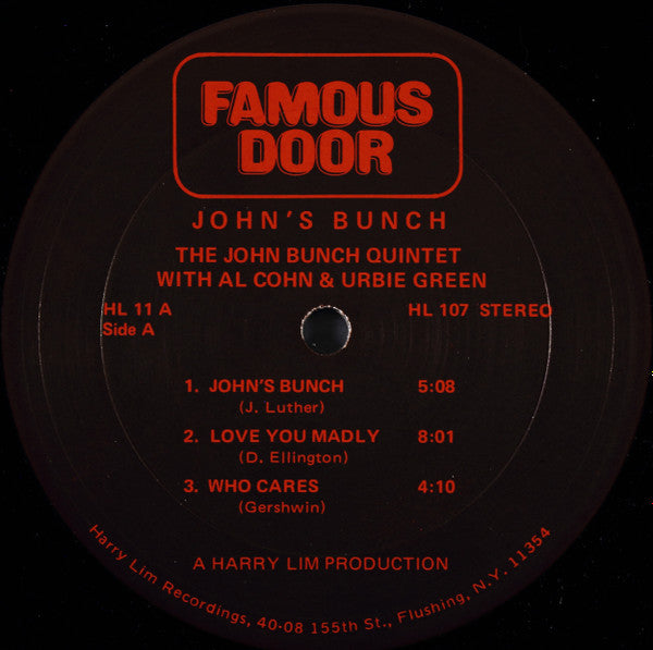 The John Bunch Quintet - John's Bunch (Vinyl, LP, Stereo) Very Good Plus (VG+) / Near Mint (NM or M-)
