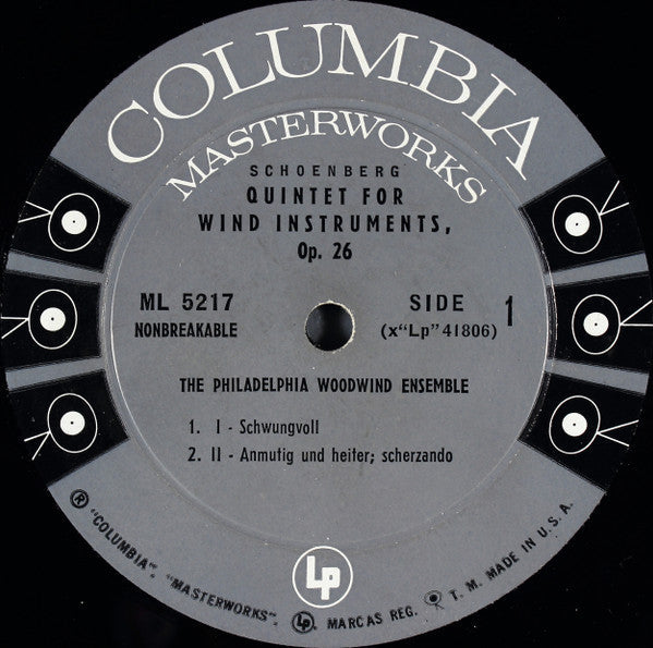 Arnold Schoenberg - Quintet For Wind Instruments, Op. 26 (Vinyl, LP, Mono) Very Good Plus (VG+) / Very Good Plus (VG+)