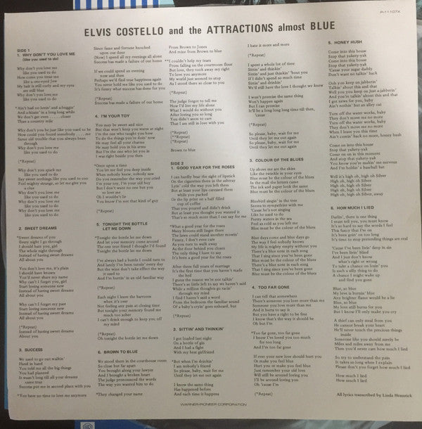 Elvis Costello & The Attractions - Almost Blue (Vinyl, LP, Album, Stereo) Very Good (VG) / Very Good (VG)