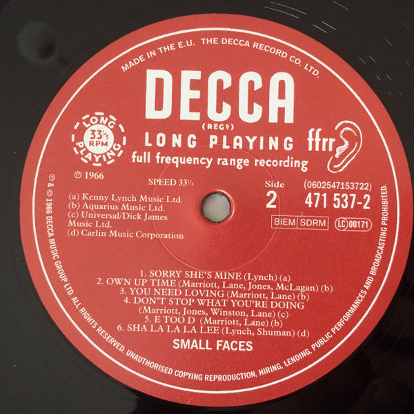 Small Faces - Small Faces (Vinyl, LP, Album, Reissue, Mono) Mint (M) / Mint (M)