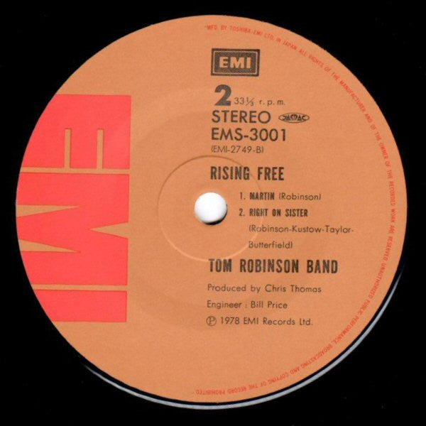 Tom Robinson Band - Rising Free.... (Vinyl, 7", 33 ⅓ RPM, EP) Very Good Plus (VG+) / Very Good Plus (VG+)
