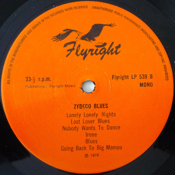 Various - Zydeco Blues (Vinyl, LP, Compilation, Reissue, Mono) Very Good Plus (VG+) / Very Good Plus (VG+)