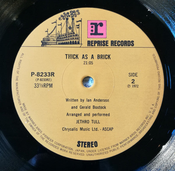 Jethro Tull - Thick As A Brick = ジェラルドの汚れなき世界 (Vinyl, LP, Album) Very Good Plus (VG+) / Good (G)