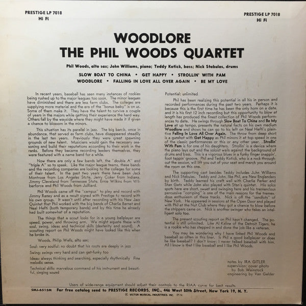 The Phil Woods Quartet - Woodlore (Vinyl, LP, Album, Reissue, Mono) Good Plus (G+) / Poor (P)