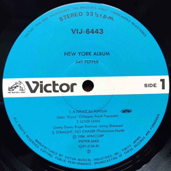 Art Pepper - New York Album (Vinyl, LP, Album) Very Good (VG) / Very Good (VG)