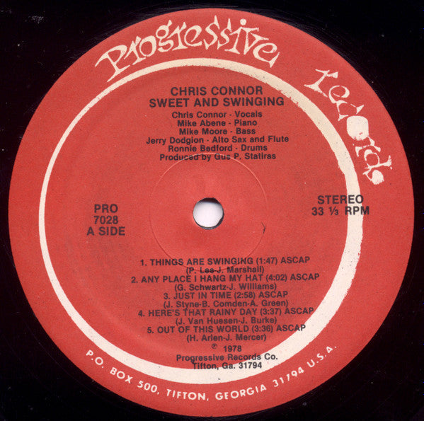 Chris Connor - Sweet And Swinging (Vinyl, LP) Very Good (VG) / Good Plus (G+)