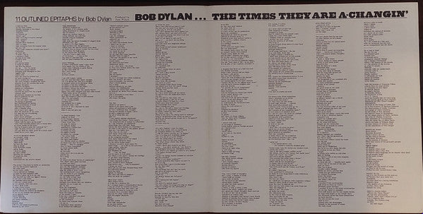 Bob Dylan - The Times They Are A-Changin' (Vinyl, LP, Album, Reissue, Stereo) Near Mint (NM or M-) / Very Good (VG)