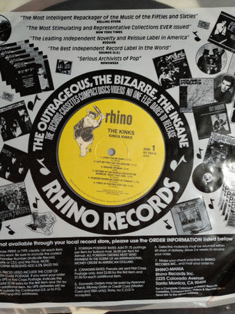 The Kinks - Kinda Kinks (Vinyl, LP, Album, Reissue, Remastered, Mono) Near Mint (NM or M-) / Very Good Plus (VG+)