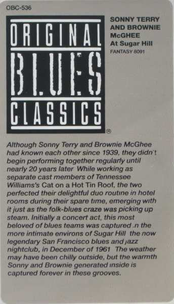 Sonny Terry & Brownie McGhee - At Sugar Hill (Vinyl, LP, Album, Reissue, Remastered) Very Good Plus (VG+) / Very Good Plus (VG+)