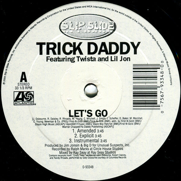Trick Daddy - Let's Go / Down Wit Da South (Vinyl, 12", 33 ⅓ RPM) Very Good Plus (VG+) / Very Good Plus (VG+)