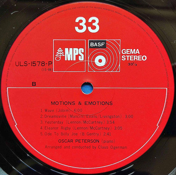 Oscar Peterson - Motions & Emotions (Vinyl, LP, Album, Limited Edit...
