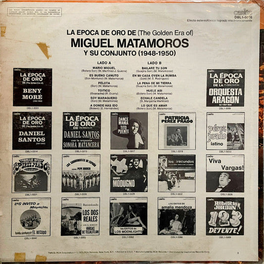 Conjunto Matamoros - La Epoca De Oro De (The Golden Era Of) Miguel Matamoros Y Su Conjunto (1948-1950) (Vinyl, LP, Stereo) Good Plus (G+) / Very Good (VG)