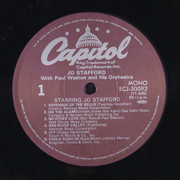 Jo Stafford - Starring Jo Stafford (Vinyl, LP, Album, Reissue, Mono) Very Good Plus (VG+) / Very Good (VG)