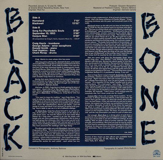 Craig Harris (3) - Black Bone (Vinyl, LP, Album) Near Mint (NM or M-) / Very Good Plus (VG+)